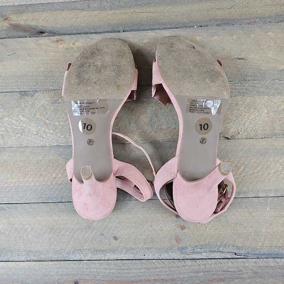 Women's Worthington Chandler Fashion Shoes Ruffled Pink Open Toe Heeled - Picture 4 of 9